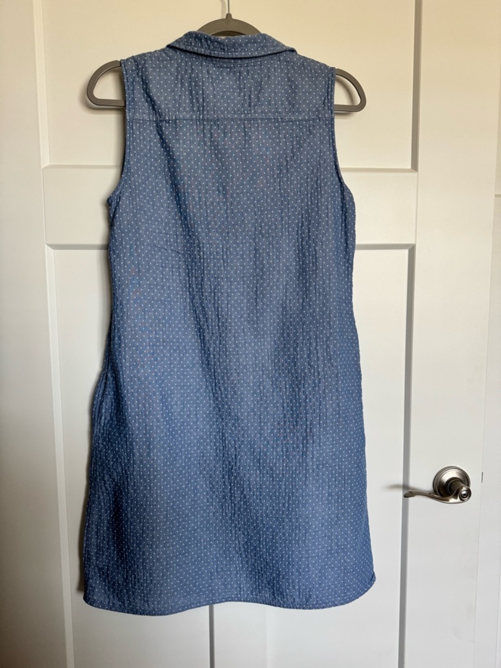 NWOT Tommy Hilfiger Blue Sleeveless Button-Front Polka Dot Shirt Dress Size 8 - Picture 4 of 16